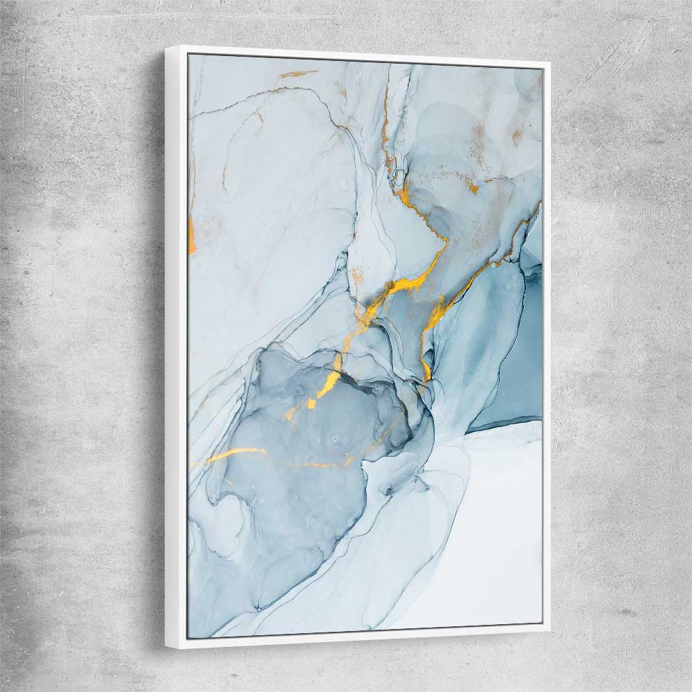 Golden Veins One white framed canvas - part of our high quality canvas abstract wall art collection
