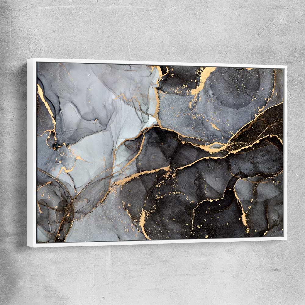 Grey Fissure white framed canvas - part of our high quality canvas abstract wall art collection