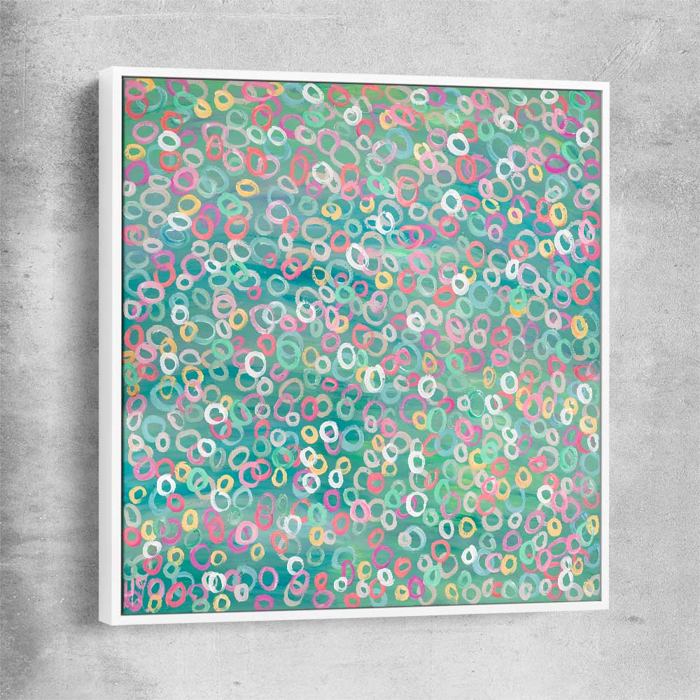 Healthy Molecules white framed canvas - part of our high quality canvas abstract wall art collection