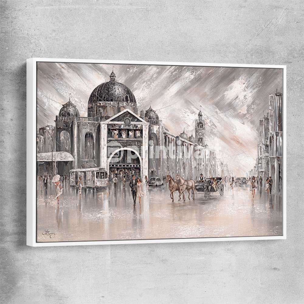 Iconic, Vintage Flinders white framed canvas - part of our high quality canvas abstract wall art collection