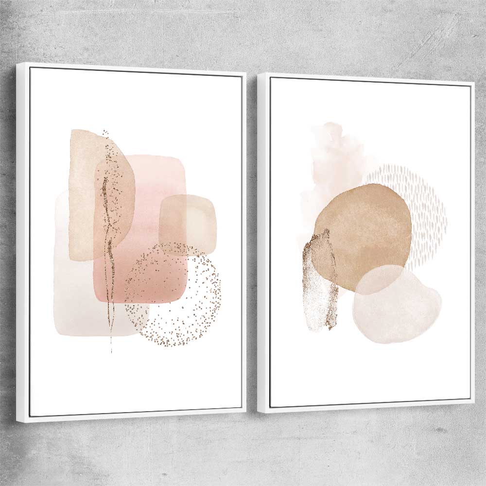 Light Geometric Pair white framed canvas - part of our high quality canvas abstract wall art collection