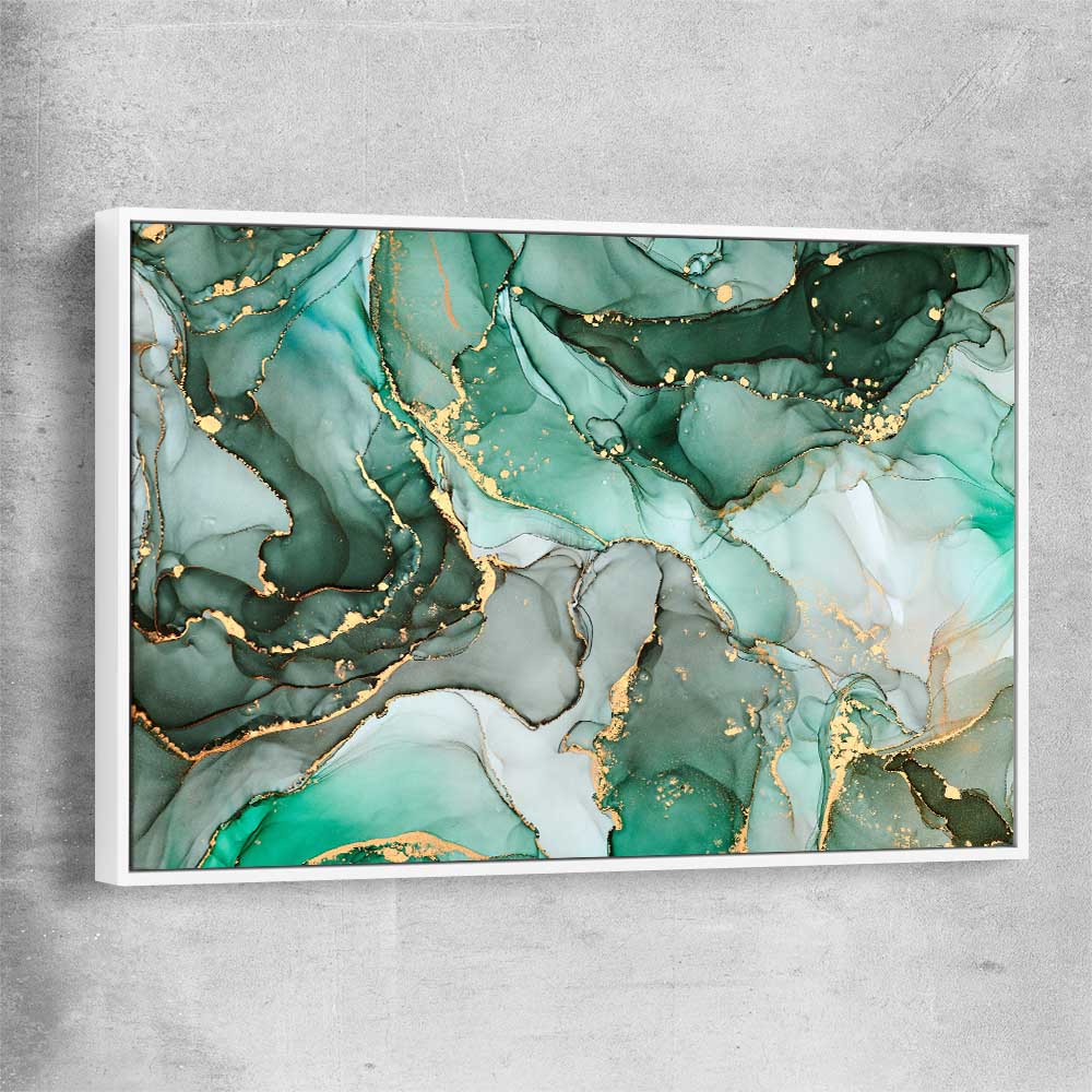 Luxury Turquoise white framed canvas - part of our high quality canvas abstract wall art collection