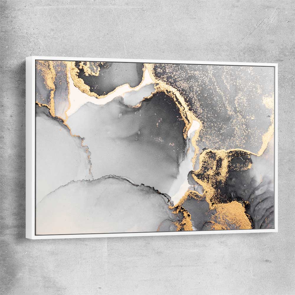 Meandering Greys white framed canvas - part of our high quality canvas abstract wall art collection