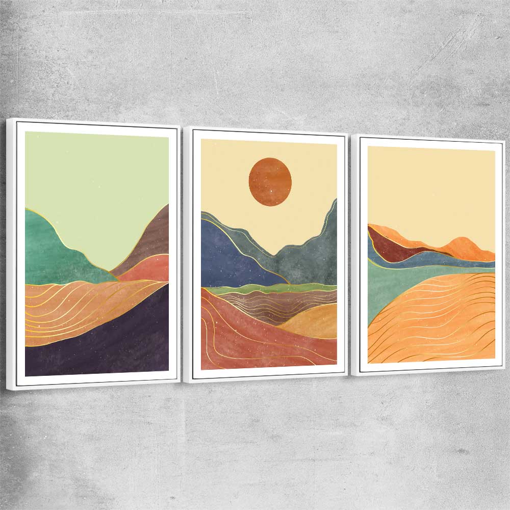 Nature Waves Set white framed canvas - part of our high quality canvas abstract wall art collection