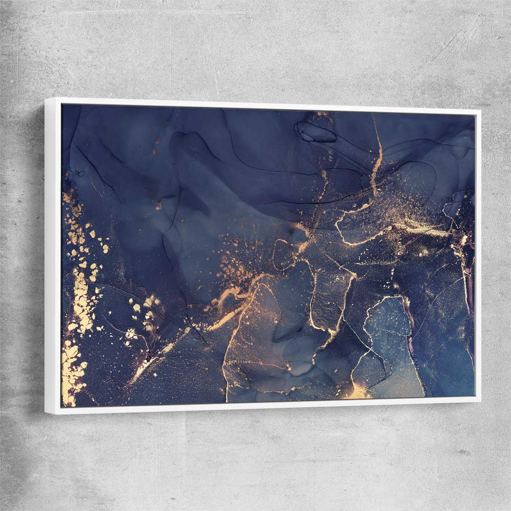Navy Flow white framed canvas - part of our high quality canvas abstract wall art collection