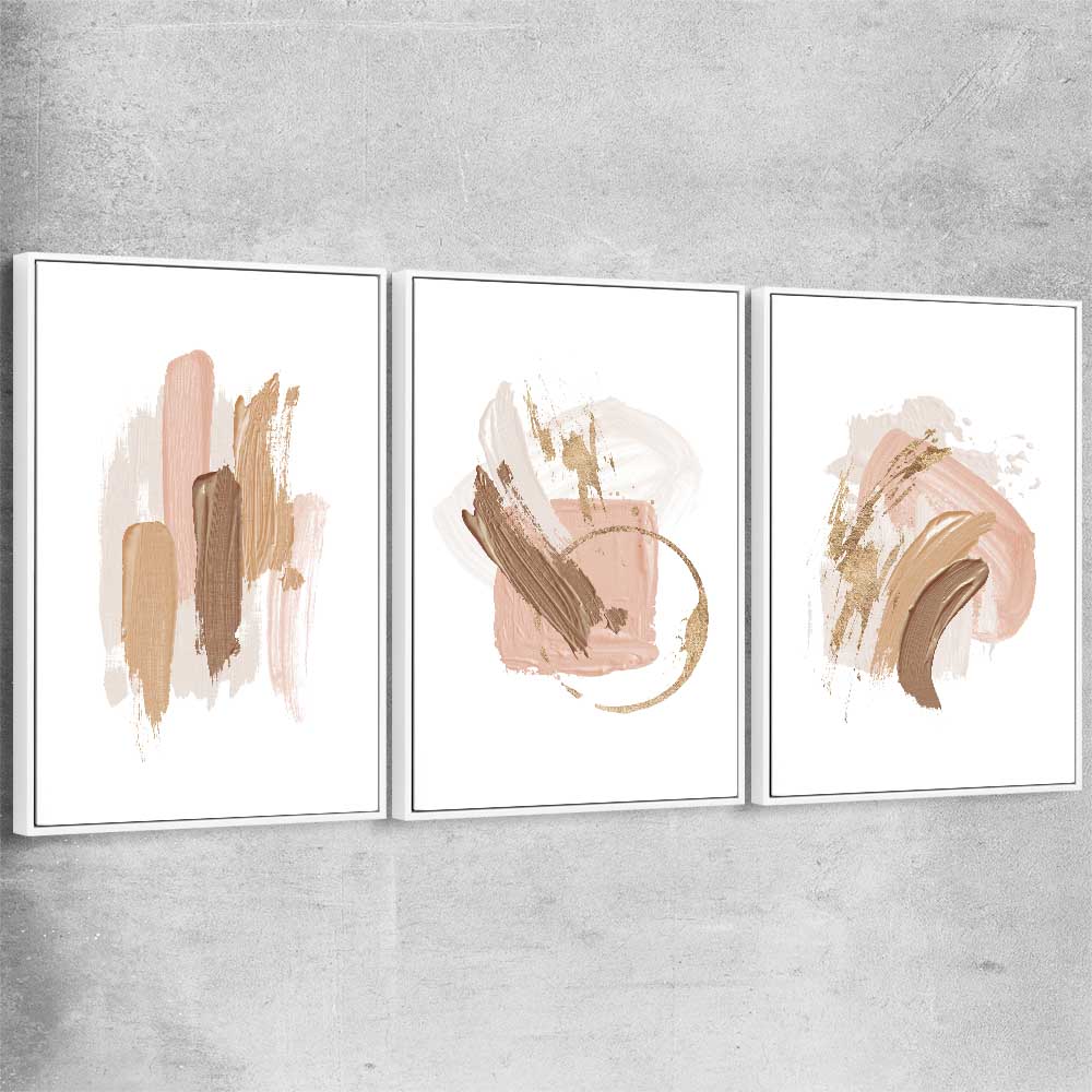 Neutral Strokes Set white framed canvas - part of our high quality canvas abstract wall art collection