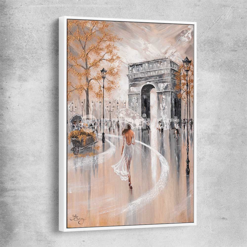 Paris Flair white framed canvas - part of our high quality canvas abstract wall art collection