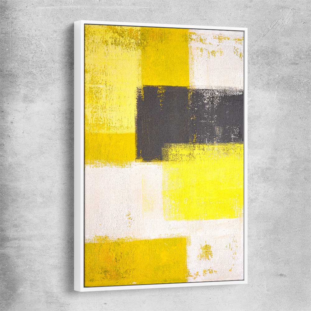 Pastel Yellow white framed canvas - part of our high quality canvas abstract wall art collection