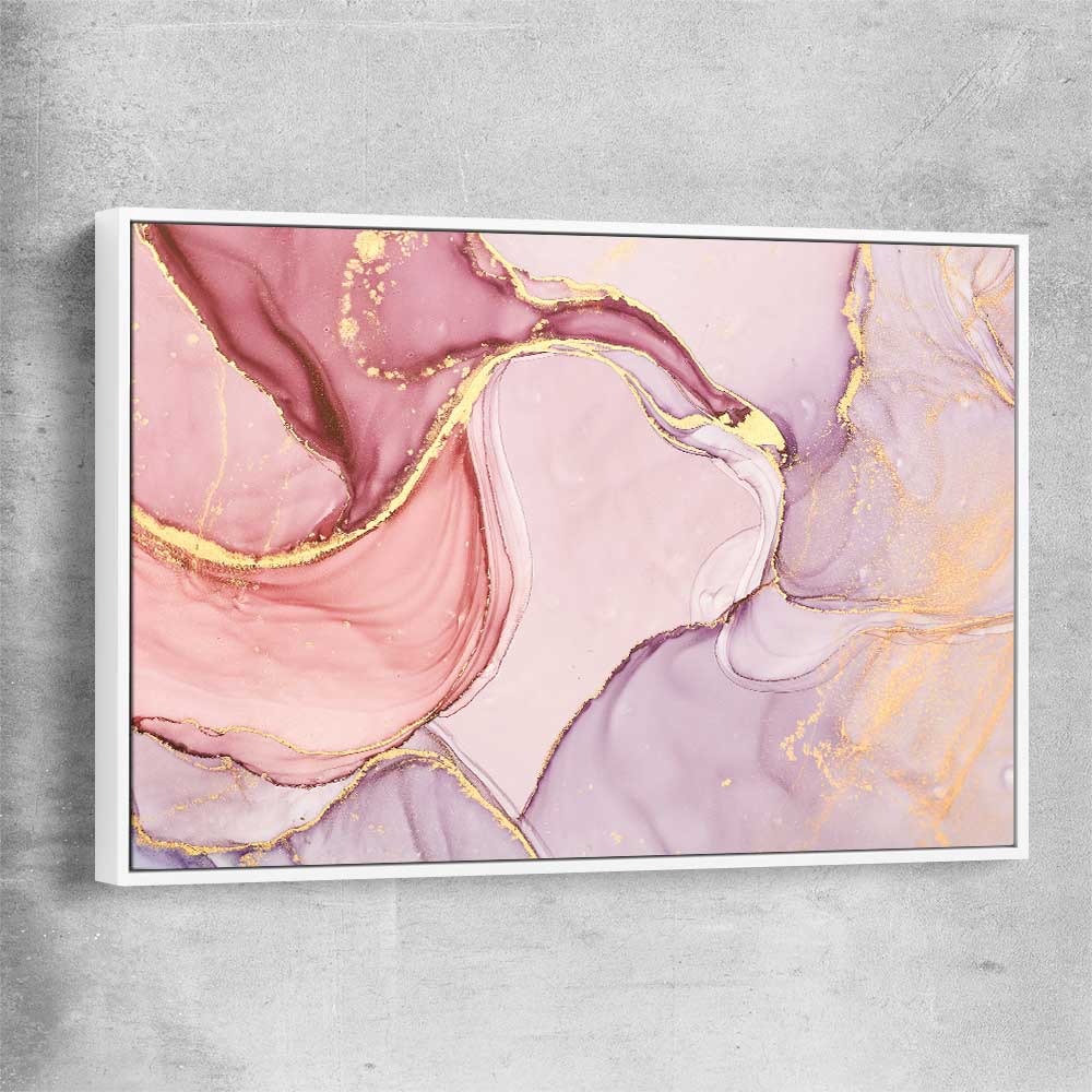 Pink Marble white framed canvas - part of our high quality canvas abstract wall art collection