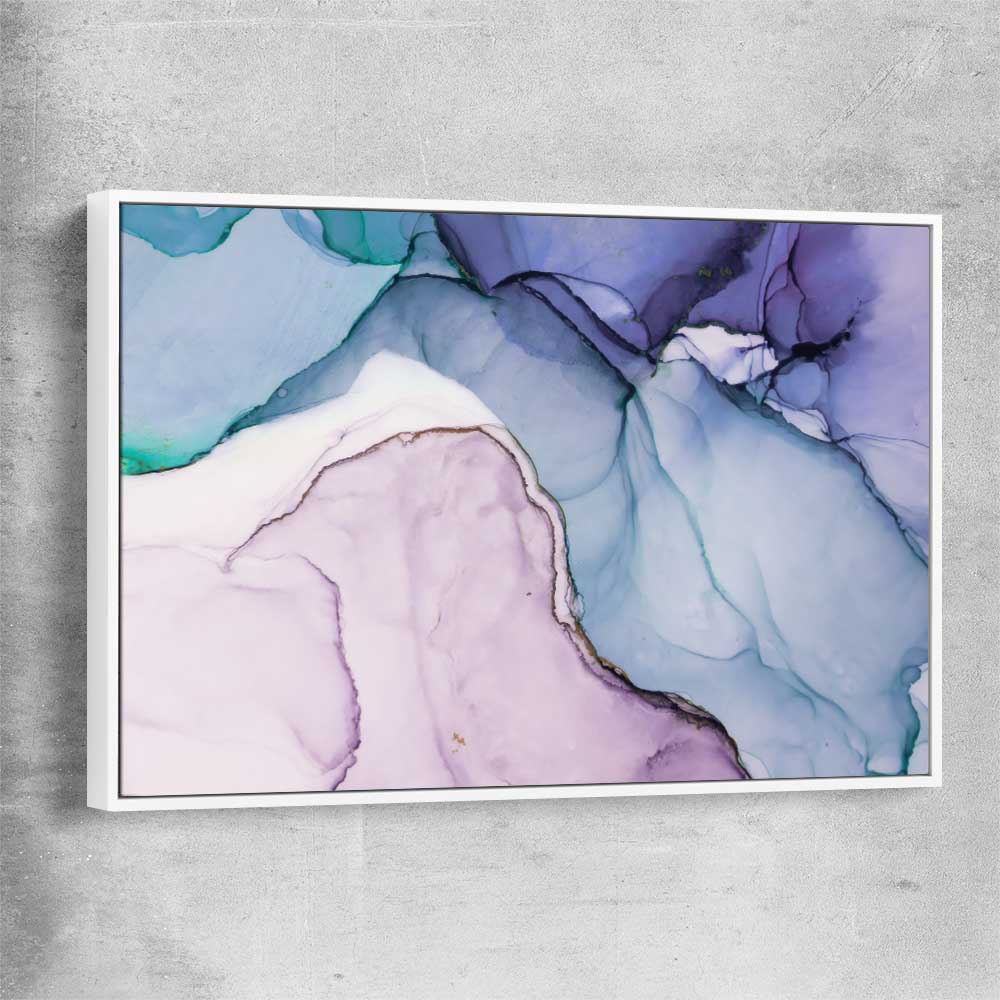 Purple Edges white framed canvas - part of our high quality canvas abstract wall art collection