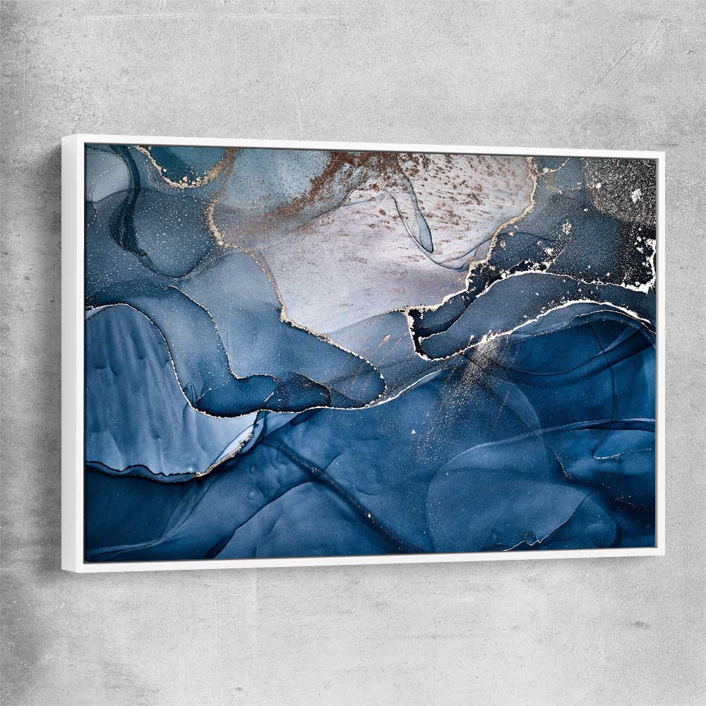 Silver Flow white framed canvas - part of our high quality canvas abstract wall art collection
