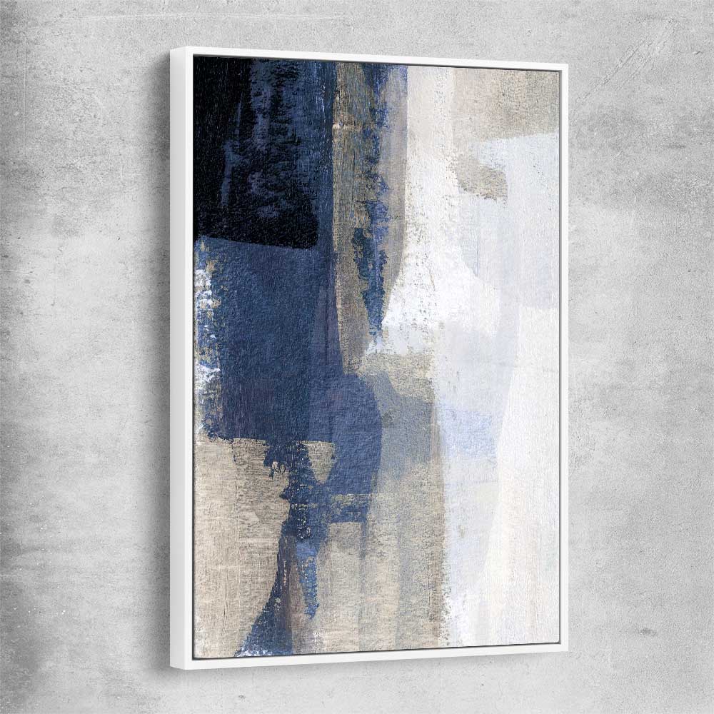 Soft Blue One white framed canvas - part of our high quality canvas abstract wall art collection