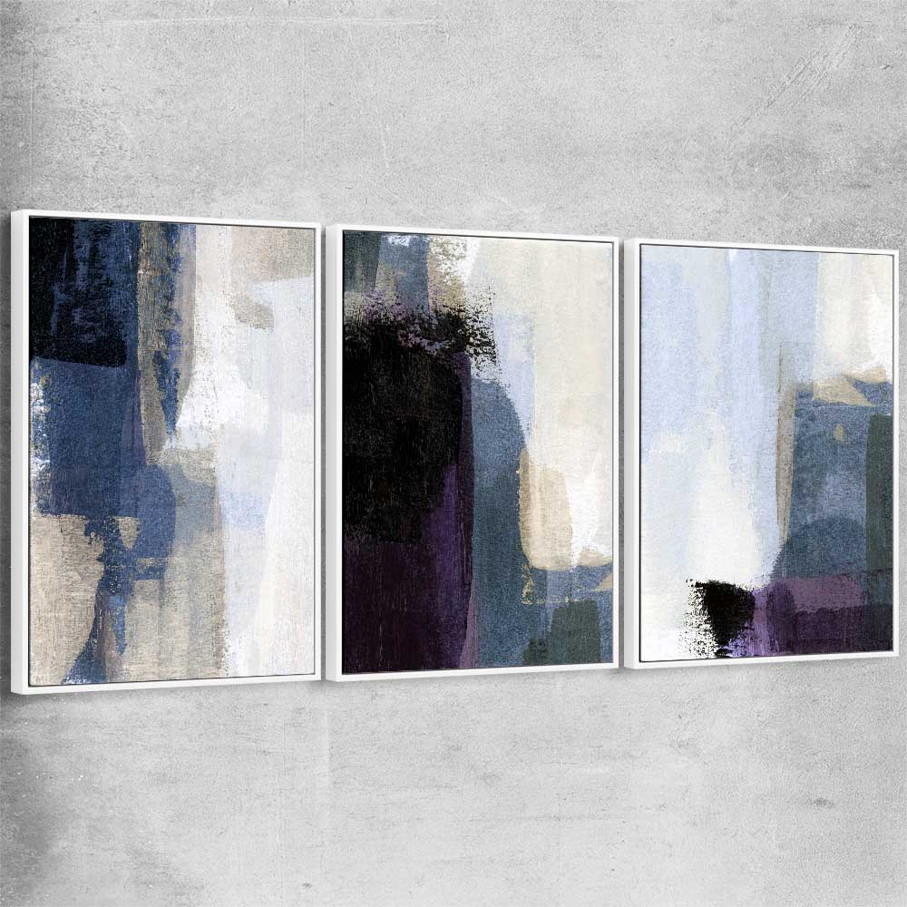 Soft Blue Set white framed canvas - part of our high quality canvas abstract wall art collection