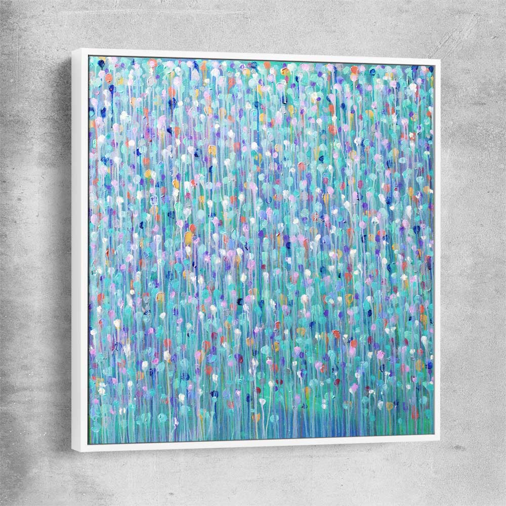 Sparkly Water Square white framed canvas - part of our high quality canvas abstract wall art collection