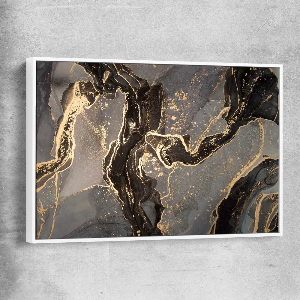 Golden Drift white framed canvas - part of our high quality canvas abstract wall art collection