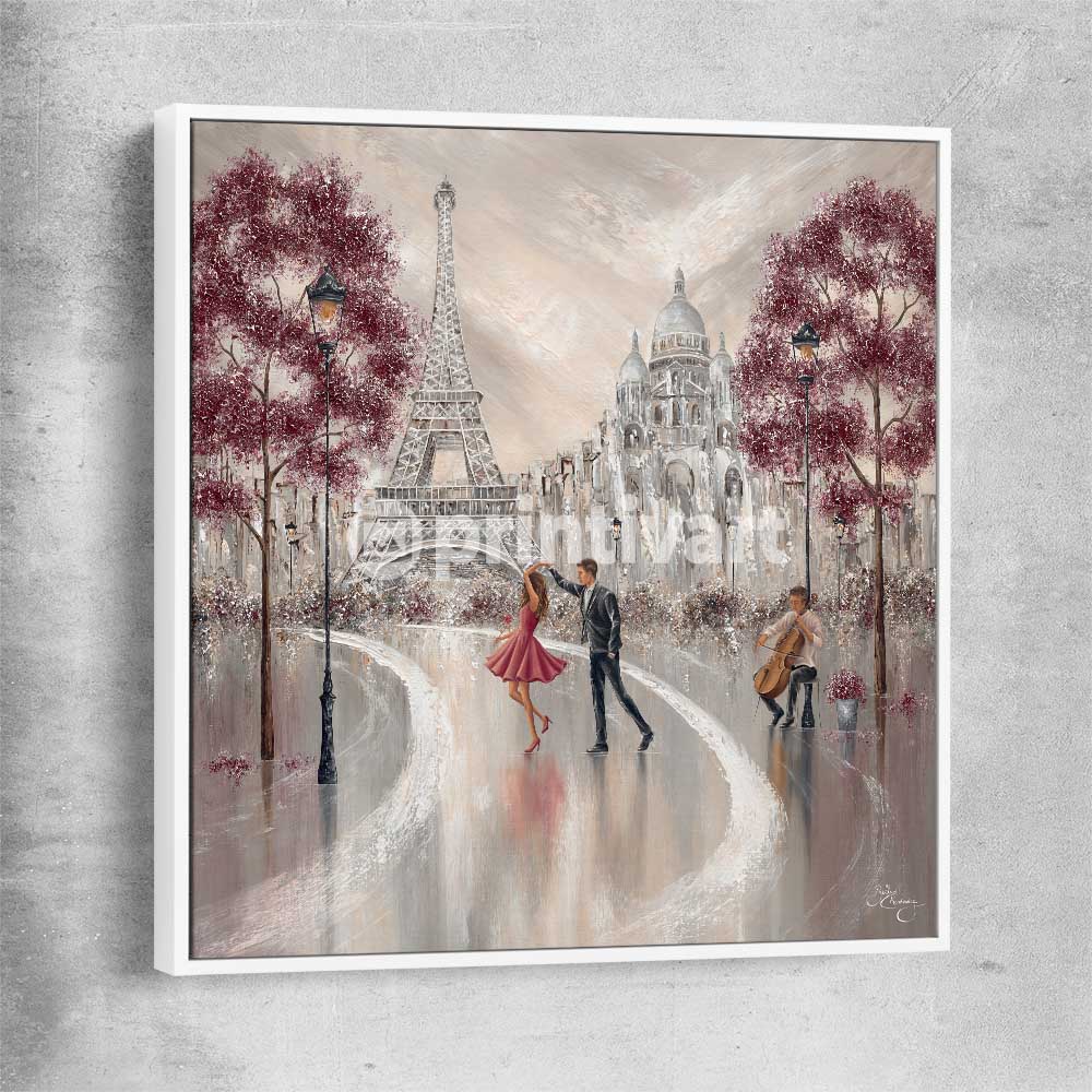 Twirl, Paris Dance white framed canvas - part of our high quality canvas abstract wall art collection