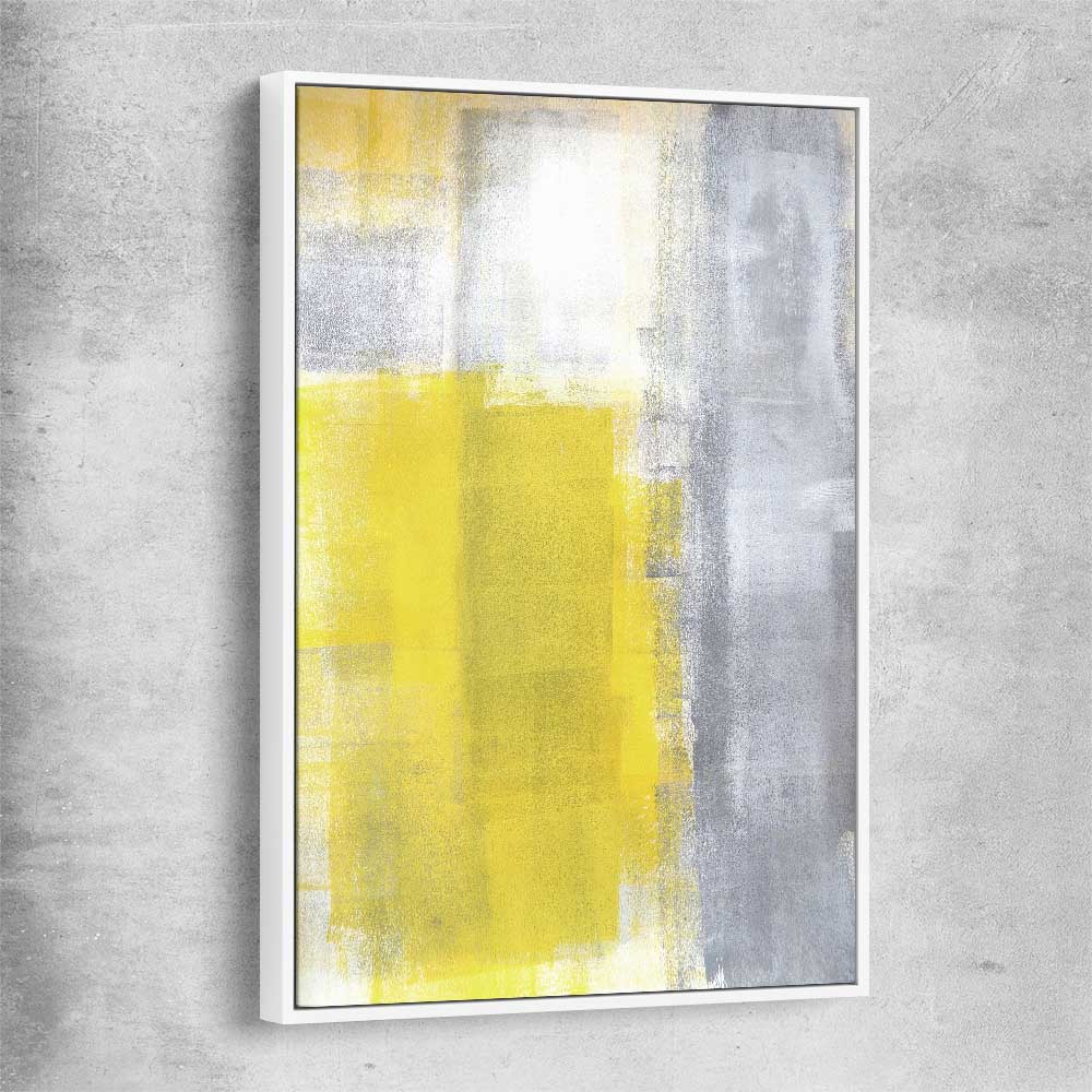 Yellow Pastel white framed canvas - part of our high quality canvas abstract wall art collection