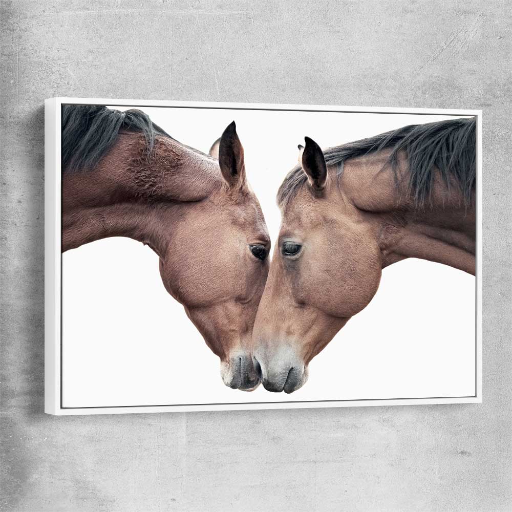 Animal wall art and canvas prints of Horse Affection with white framed canvas