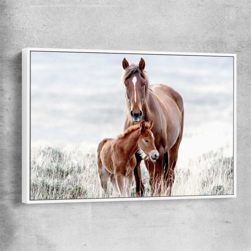 Animal wall art and canvas prints of Horse Love with white framed canvas