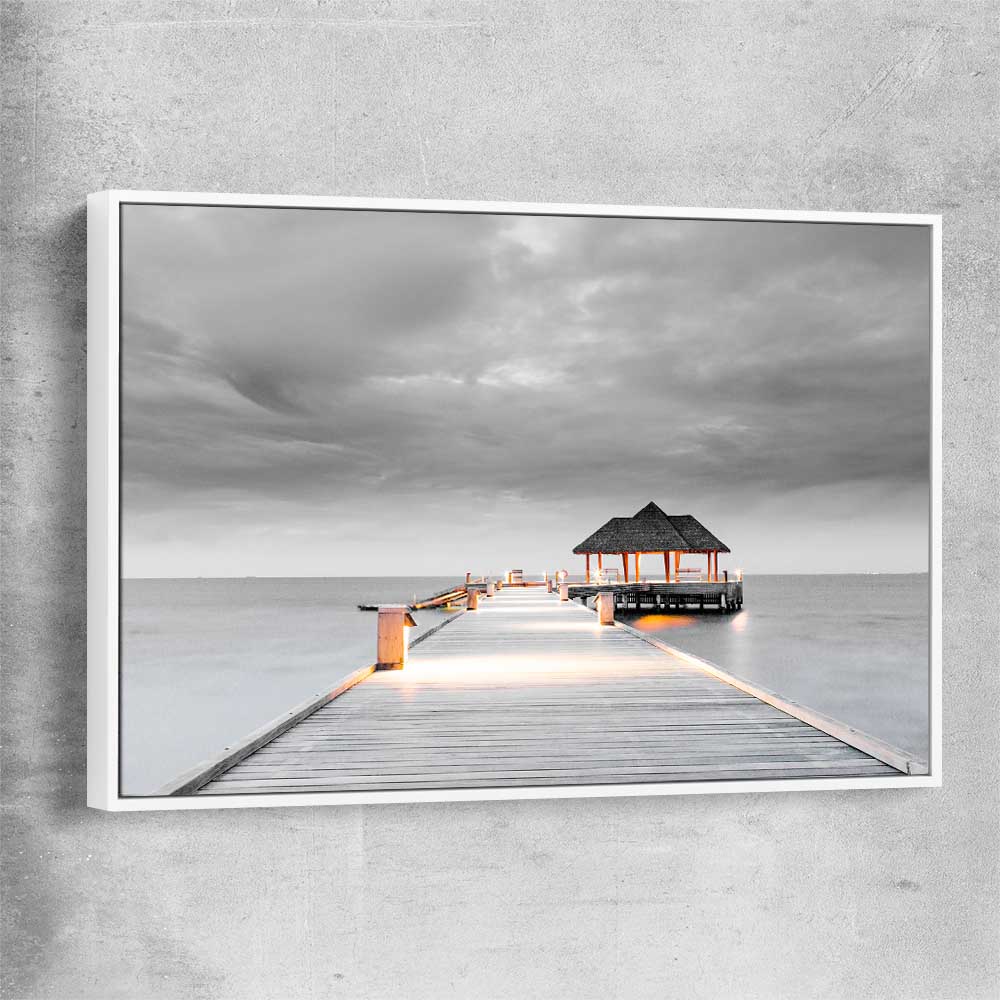 Beach and coastal wall art print of Malediven Storm with white framed canvas