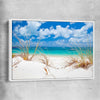 Beach and coastal wall art print of Serene Whitehaven Beach with white framed canvas