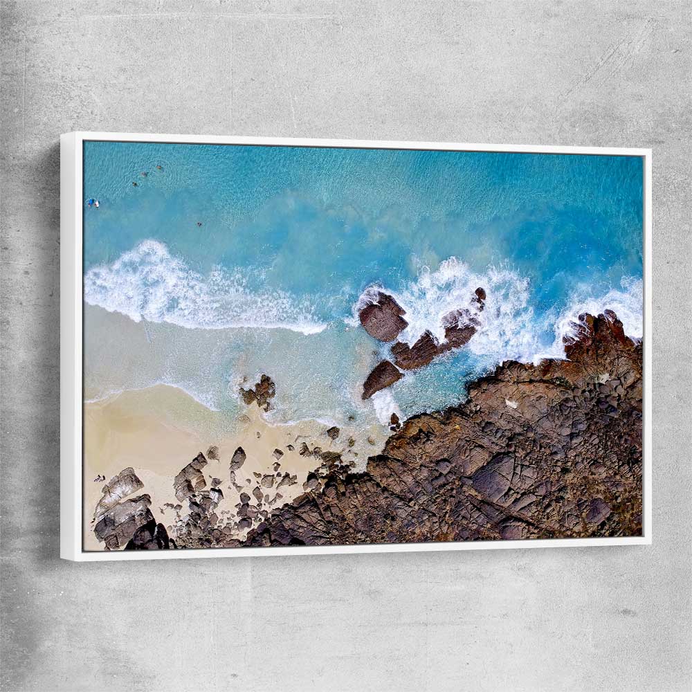Beach and coastal wall art print of Smiths Beach with white framed canvas