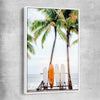 Beach and coastal wall art print of Tropical Surf with white framed canvas