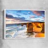 Beach and coastal wall art print of Twelve Apostles with white framed canvas