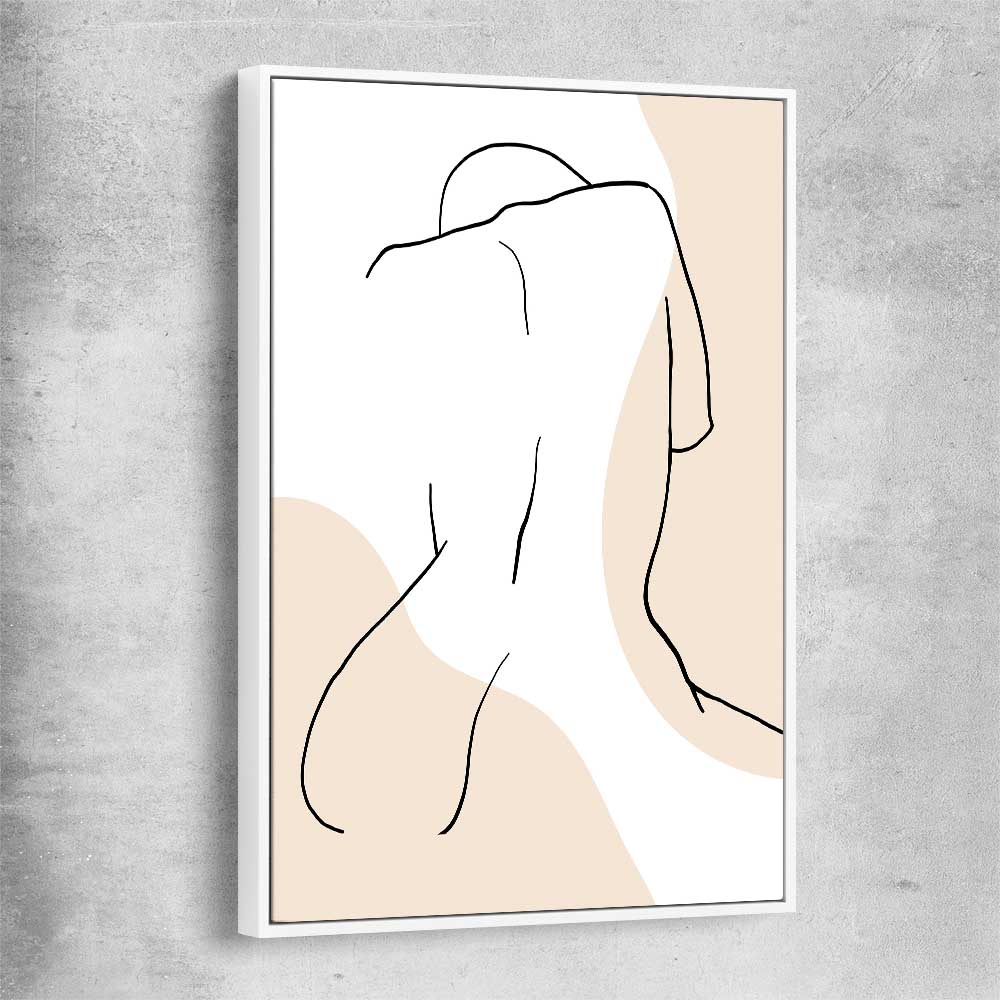 Beige Back white framed canvas - part of our high quality fashion canvas wall art and prints collection