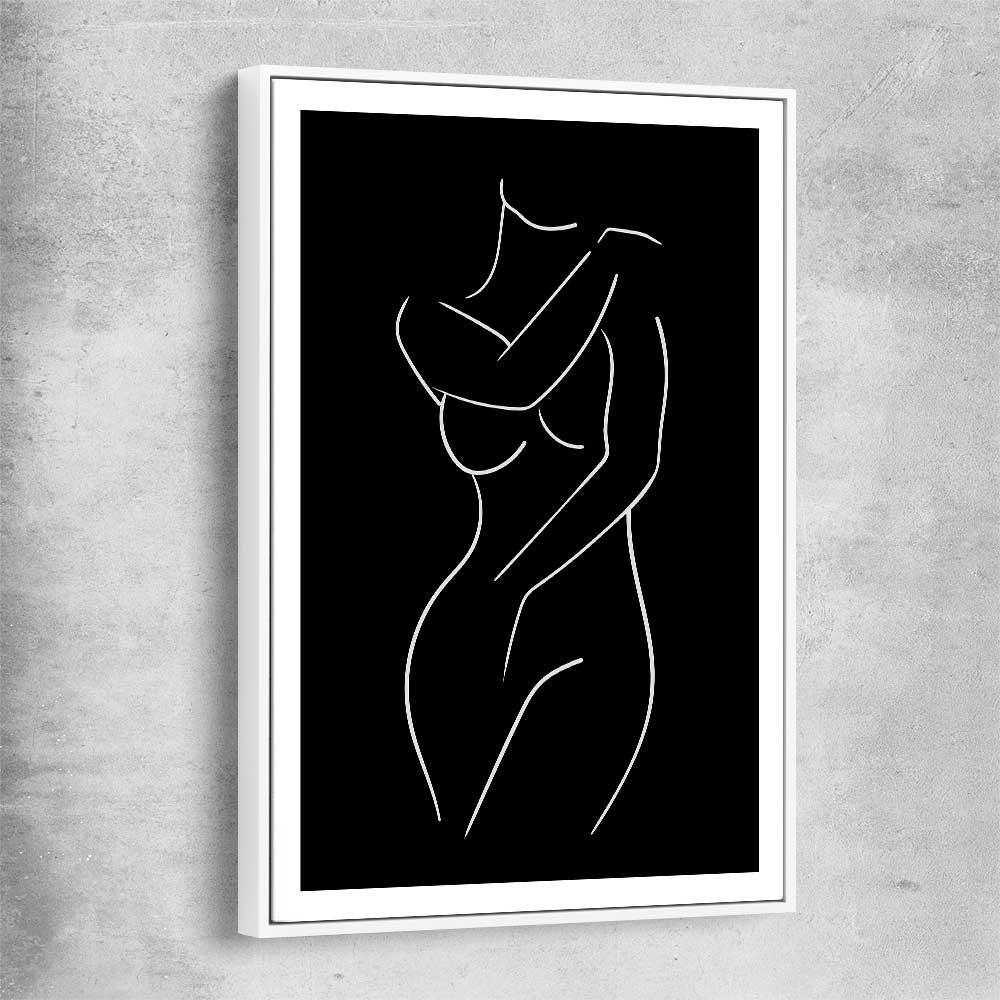 Body Pose Invert white framed canvas - part of our high quality fashion canvas wall art and prints collection