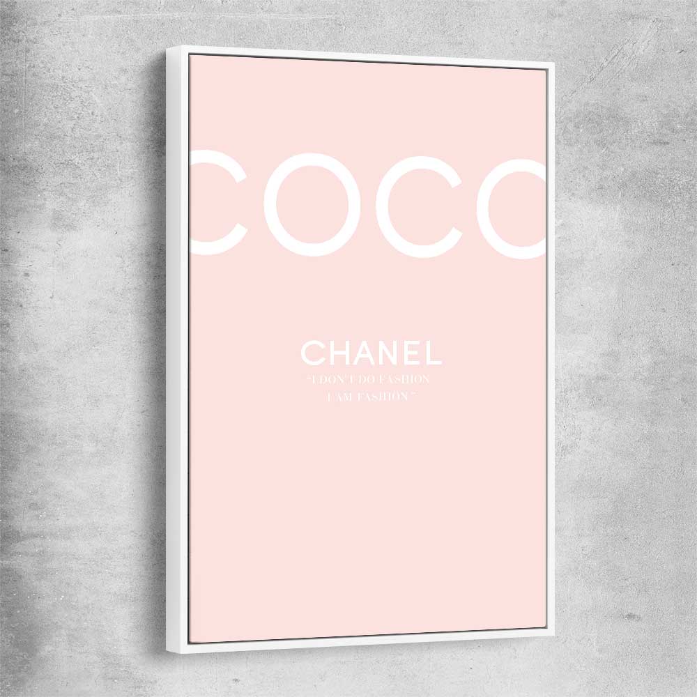 Coco Fashion Pink white framed canvas - part of our high quality fashion canvas wall art and prints collection