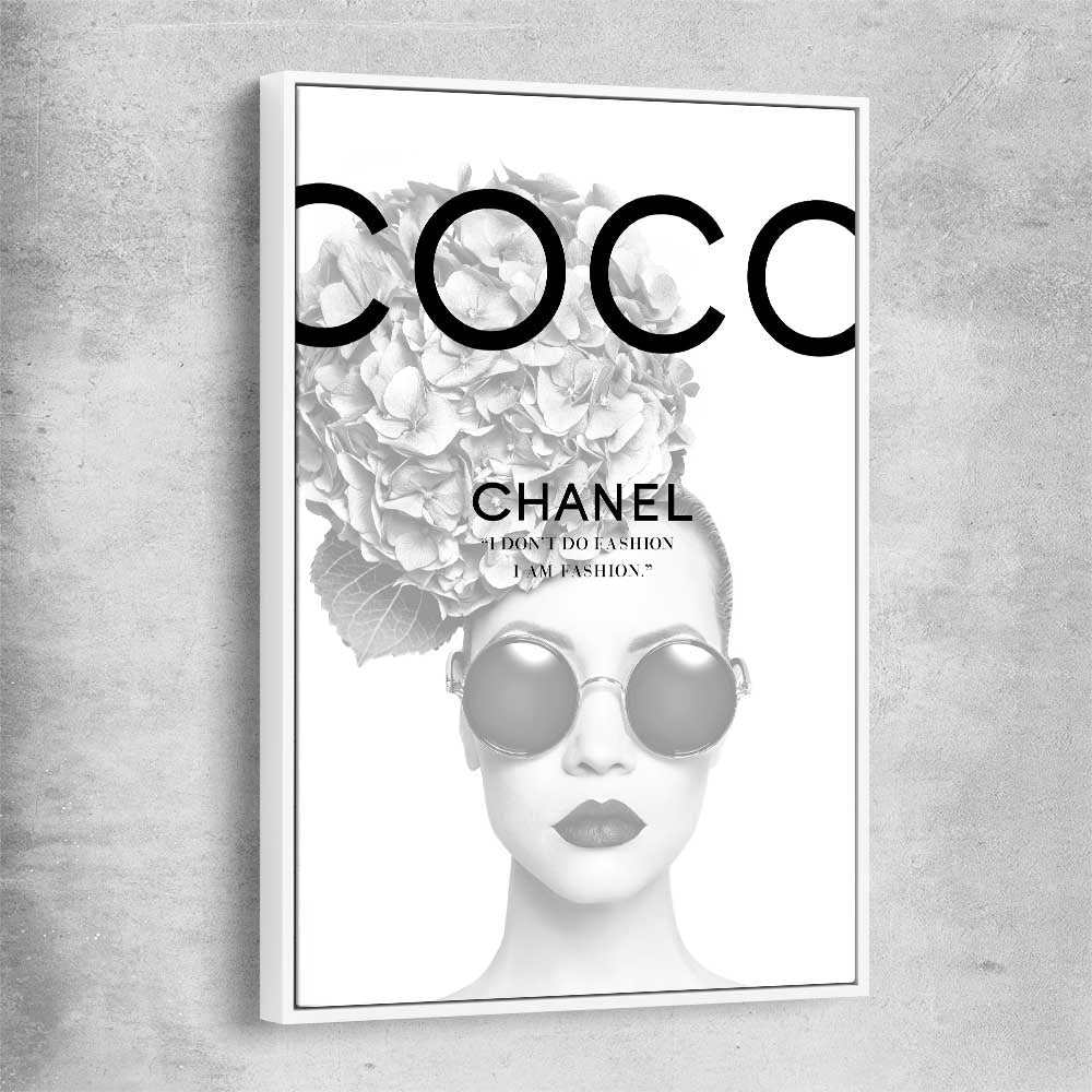 Coco Hydrangea white framed canvas - part of our high quality fashion canvas wall art and prints collection