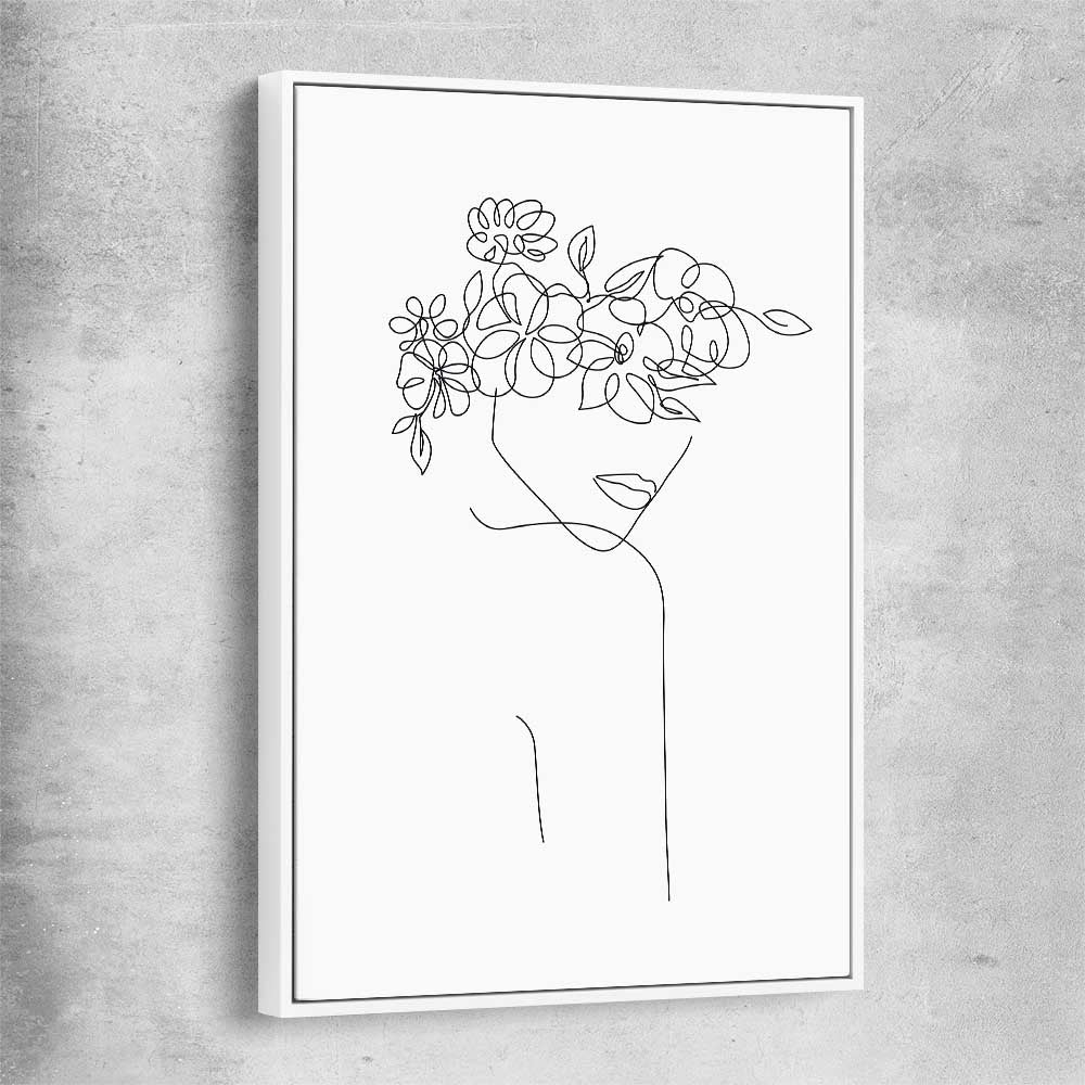 Floral Beauty One white framed canvas - part of our high quality fashion canvas wall art and prints collection
