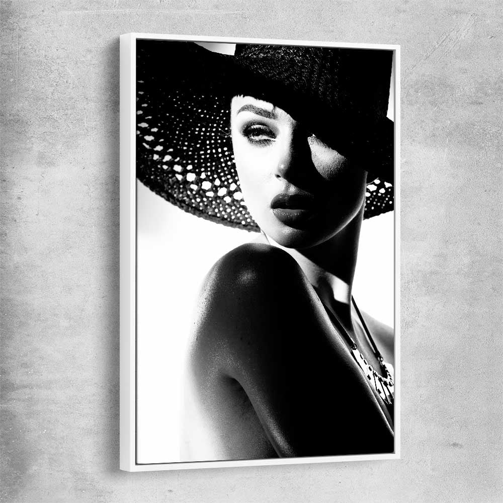 Silhouette Stare white framed canvas - part of our high quality fashion canvas wall art and prints collection