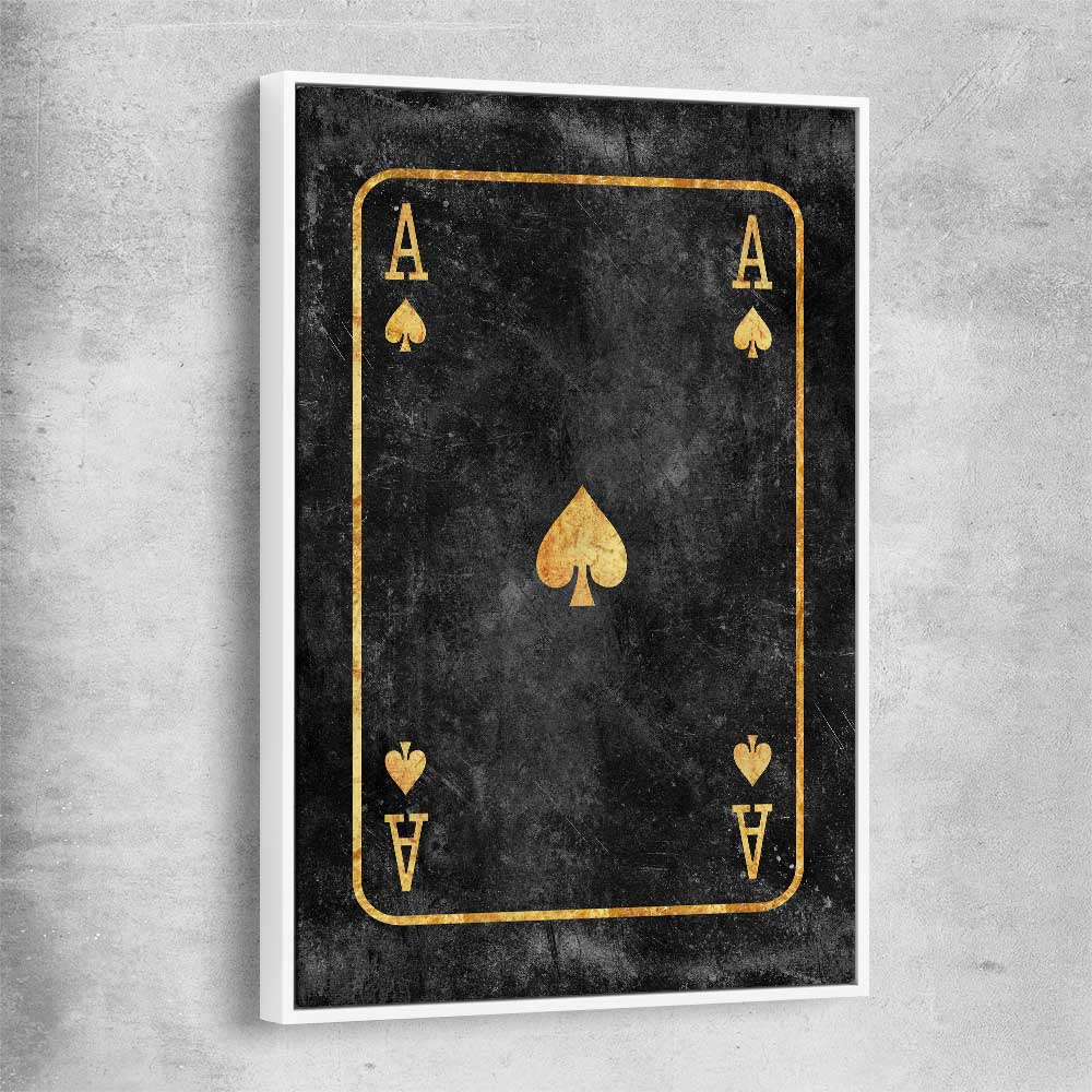 Ace of Spades white framed canvas - part of our high quality fashion canvas wall art and prints collection