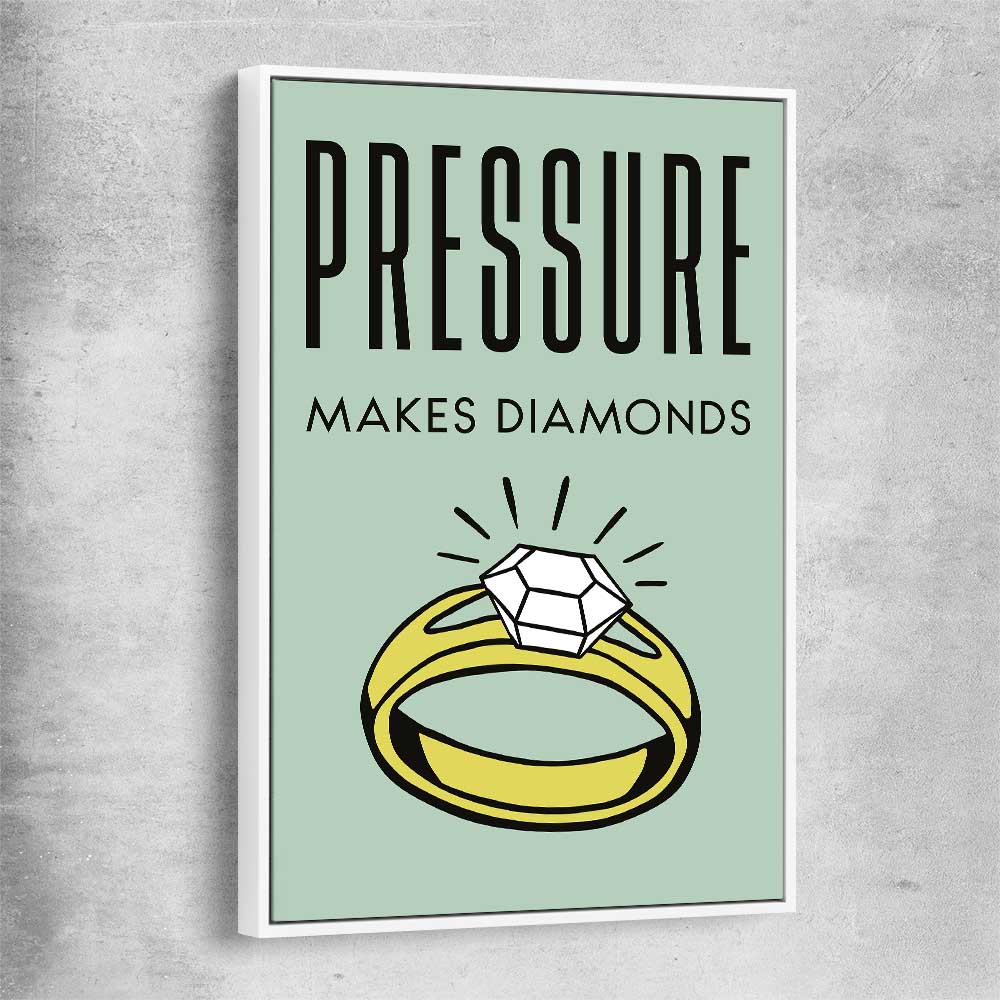 Inspirational wall art print of Diamond Pressure with white framed canvas