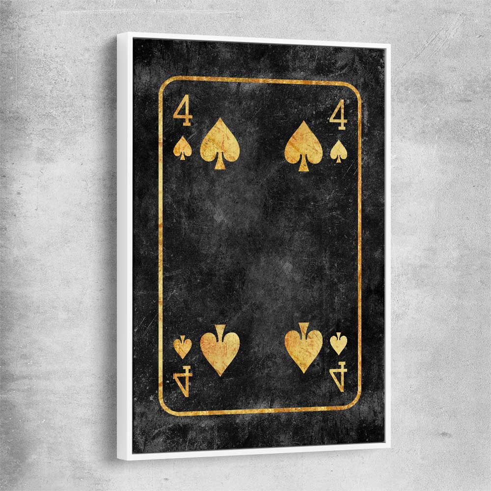 Inspirational wall art print of Four of Spades with white framed canvas