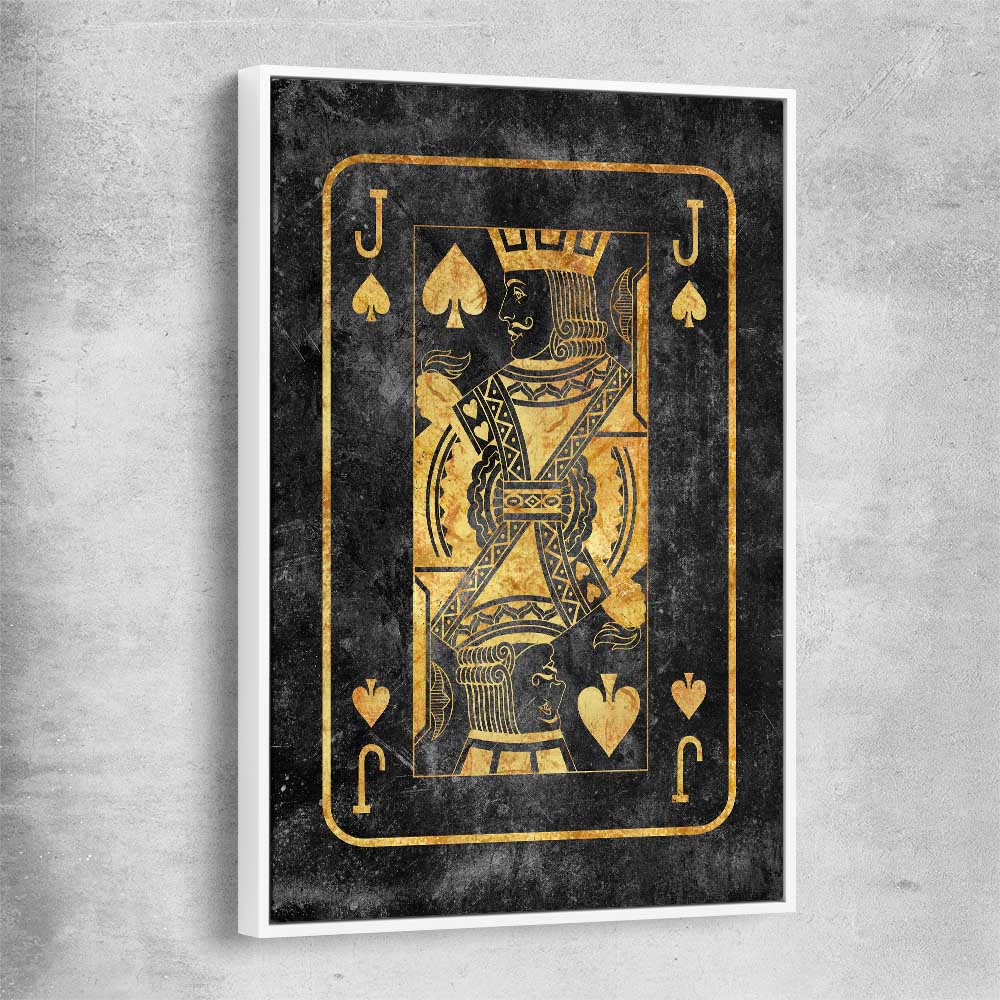 Jack of Spades white framed canvas - part of our high quality fashion canvas wall art and prints collection