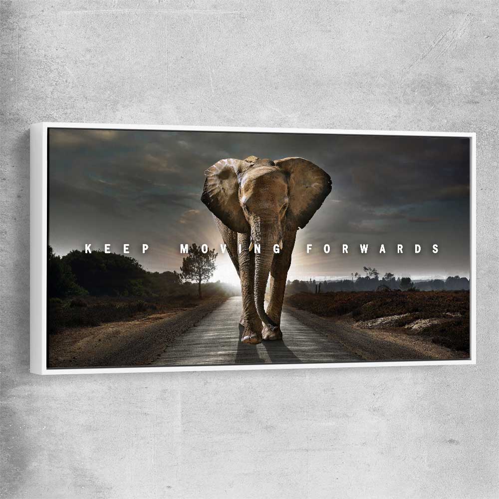 Keep Moving Forwards white framed canvas - part of our high quality fashion canvas wall art and prints collection