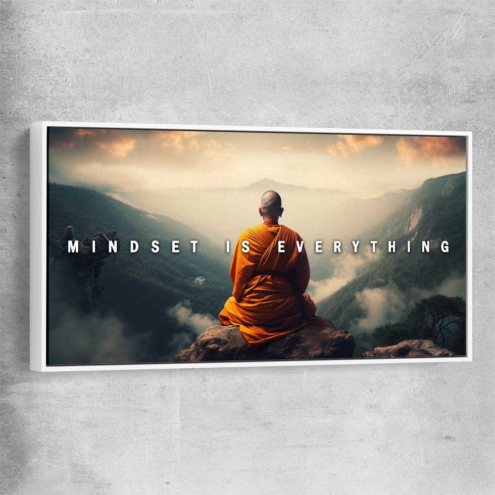 Mindset is Everything white framed canvas - part of our high quality fashion canvas wall art and prints collection