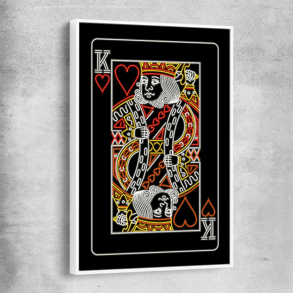 Neon King white framed canvas - part of our high quality fashion canvas wall art and prints collection