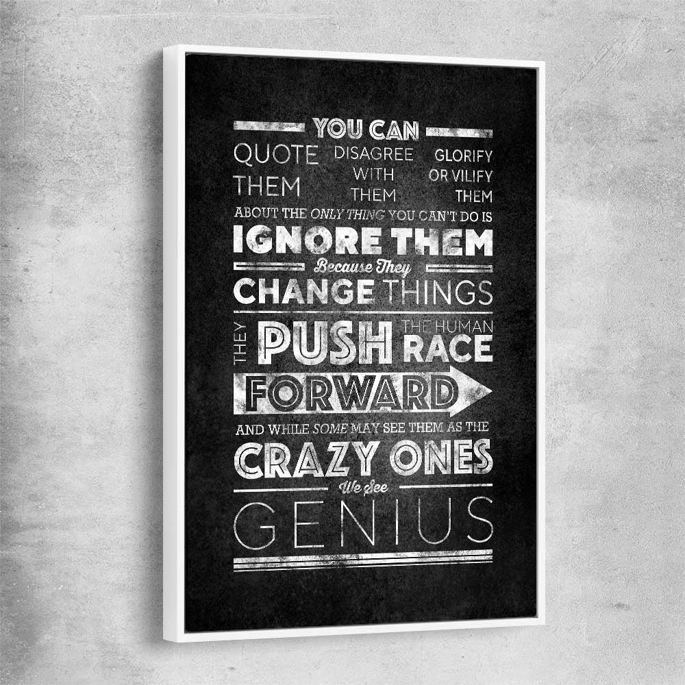 Inspirational wall art print of Push Forwards with white framed canvas
