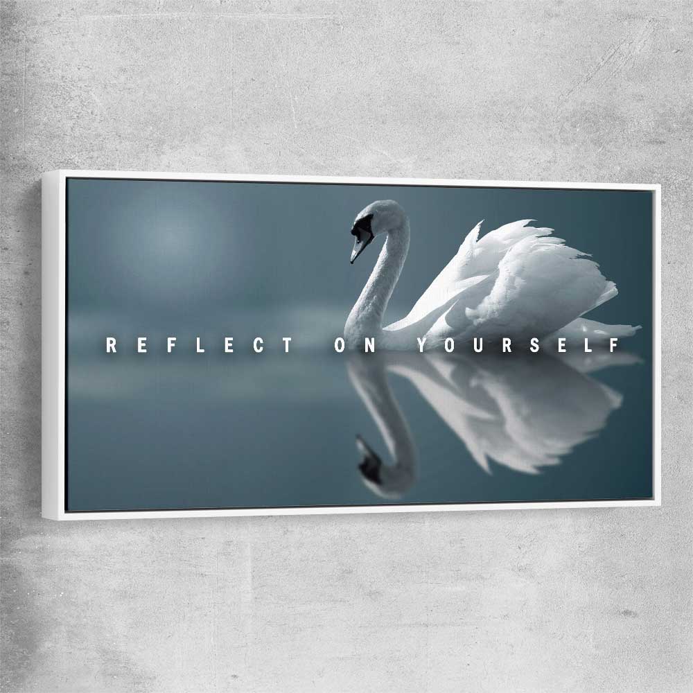 Reflect On Yourself white framed canvas - part of our high quality fashion canvas wall art and prints collection