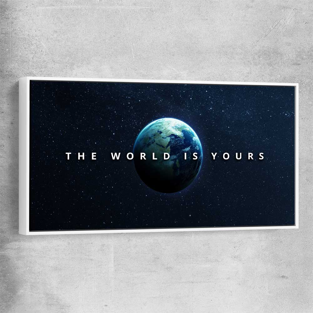The World Is Yours white framed canvas - part of our high quality fashion canvas wall art and prints collection