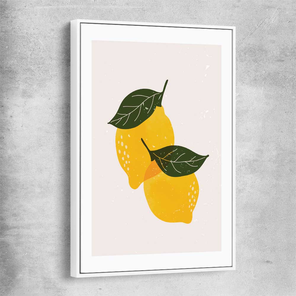 Yellow Lemon white framed canvas is a colourful and stylish canvas wall art and print suited for the kitchen area