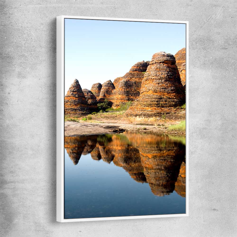 Floral print of Bungles Reflection with white framed canvas