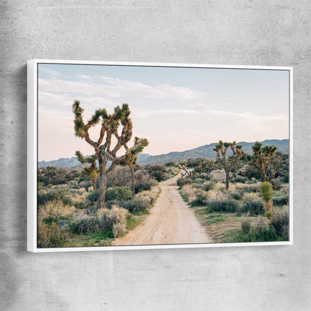 Floral print of California Desert with white framed canvas