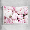 Floral print of Delicate Peonies with white framed canvas