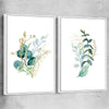 Floral print of Eucalyptus Pair Two with white framed canvas