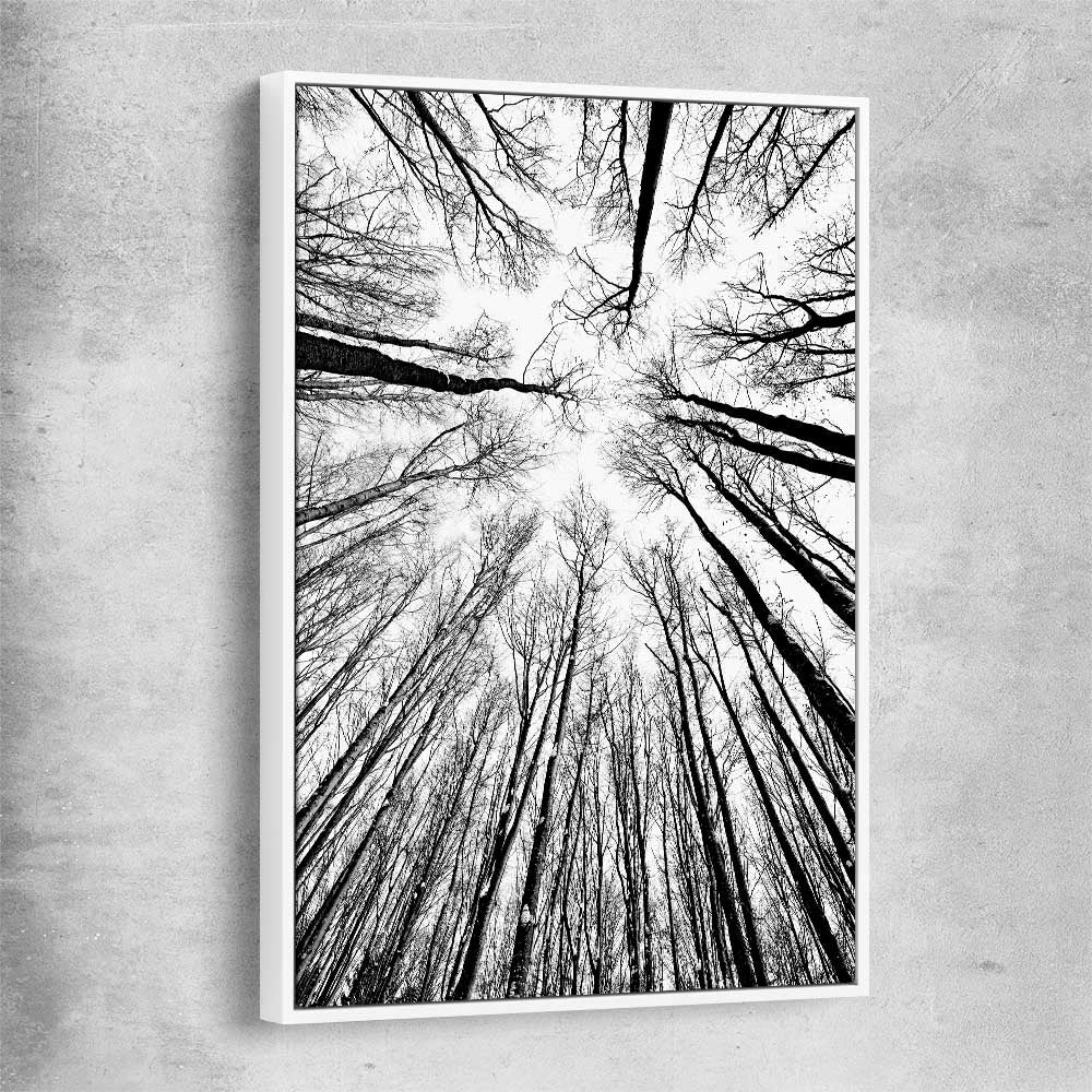 Floral print of Forest Sky with white framed canvas